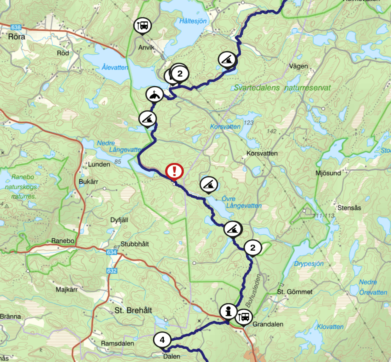 Karta över Bohusleden etapp 8
