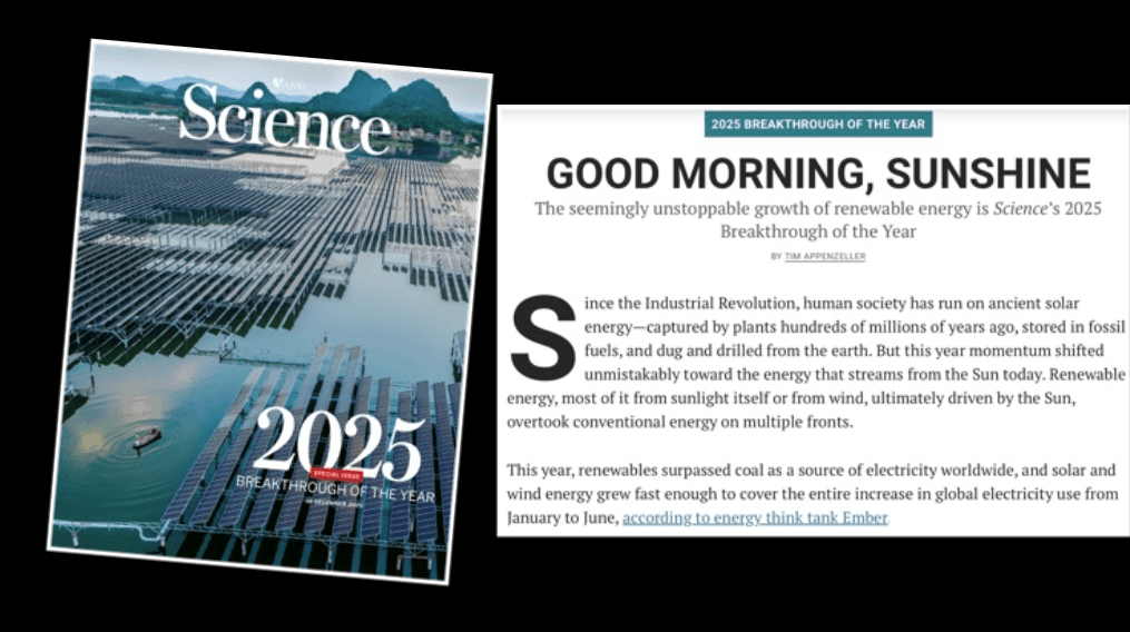 Artikel i Science om solenergi