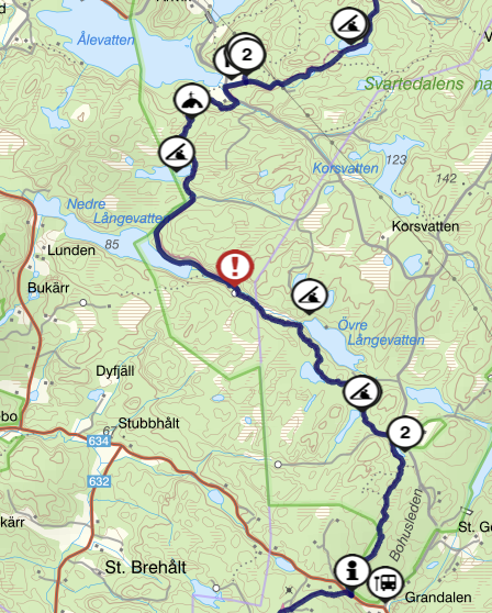 Karta över Etapp 8 på Bohusleden